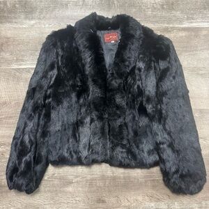 Sergio Valente Vintage Black Rabbit Fur Coat Size Large